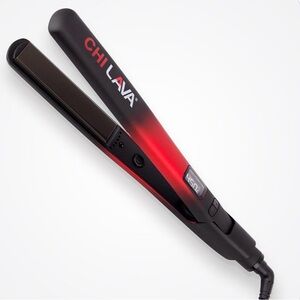 CHI LAVA Ceramic Black and Red Hair Straightener- Compact for Travel
